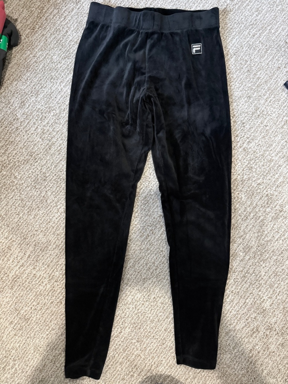 FILA Black Velour Women’s Leggings with Logo Patch